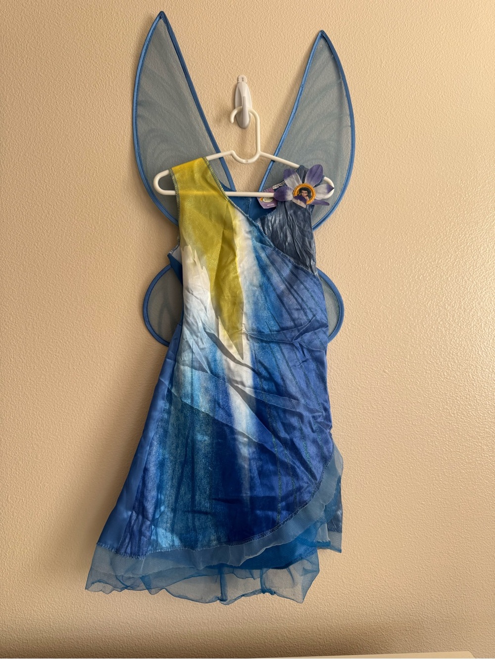 Disney Blue, Yellow and White Fairy Dress with Mesh Wings